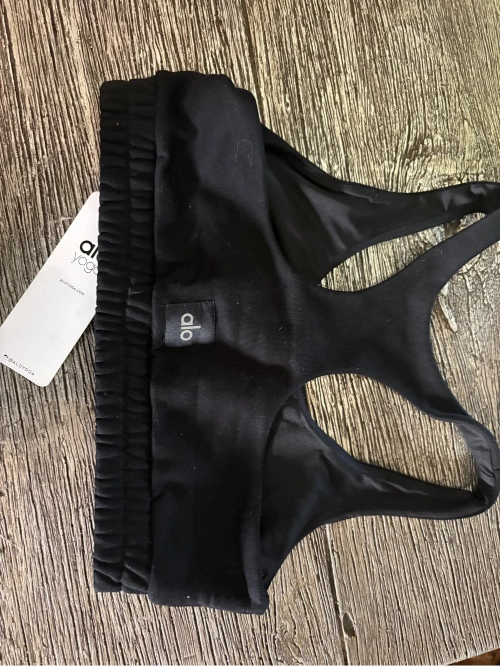 ALO Yoga Black Racerback Sports Bra with Elasticized Band